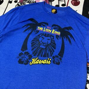 Vintage Disney The Lion King Hawaii T Shirt Blue Short Sleeve Mens L Broadway